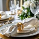 Sådan skaber du den perfekte borddækning med guld servietringe